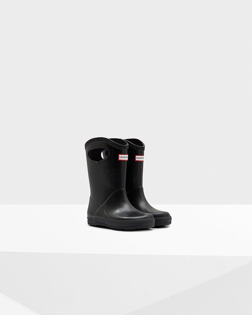 Kids Hunter Original First Classic Grab Handle | Rain Boots Black | NZ-17480-WGCZ